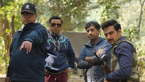 Tigmanshu Dhulia and Pratik Gandhi on the set of 'Ghamasaan'