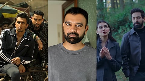 Karan Mally in centre; stills from 'Gully Boy', 'Musafir Cafe'