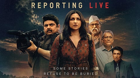 A poster for 'Reporting Live'