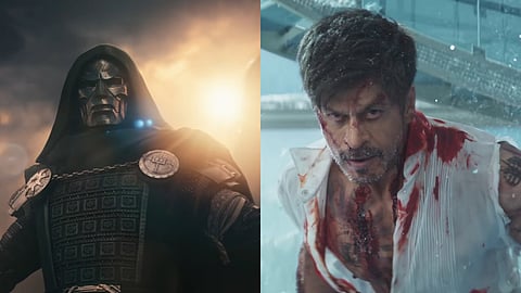 A still from 'Avengers: Doomsday' and Shah Rukh Khan's 'King'