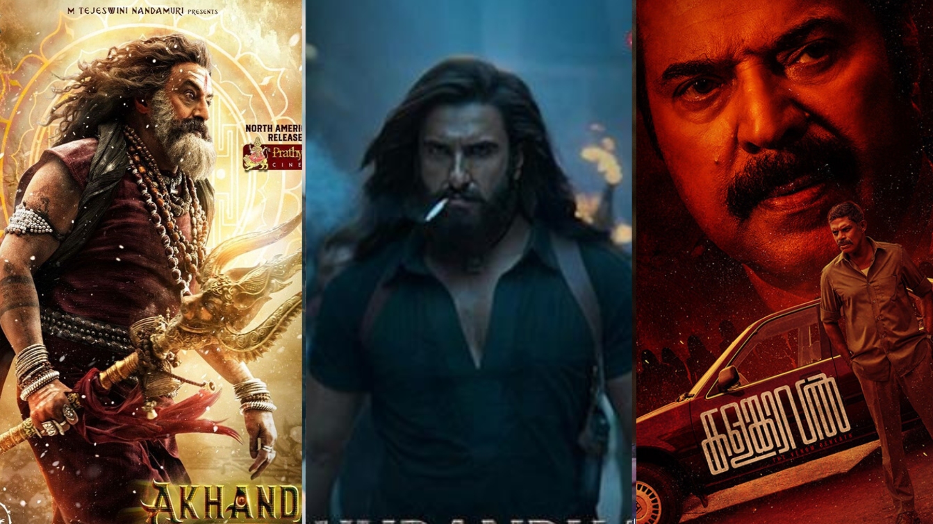 Stills from 'Akhanda 2,' 'Dhurandhar' and 'Kalamkaval'