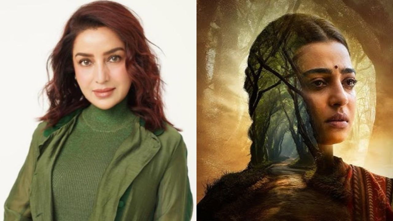 Tisca Chopra and a poster of 'Saali Mohobbat'
