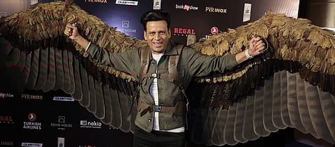 Actor Manoj Bajpayee wearing wings from the sets of The Fable