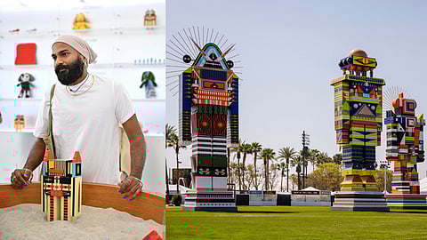 Kumkum Fernando and his art installation for Coachella, 'The Messengers'.