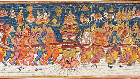 “The Churning of the Ocean of Milk”, 1825, Karnataka. Edwin Binney 3rd Collection 