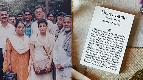 Rahamath Tarikere, Girish Karnad, Gauri Lankesh, Banu Mushtaq and other intellectuals of the Komu Souhardha Vedike (a civil society group against communalism) protest in Karnataka in 2003.