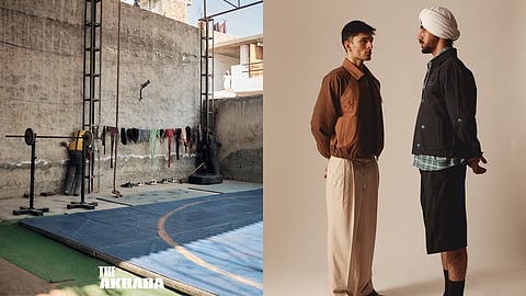 Images of an Akhada or wrestling ring in Punjab along with clothes from label lahoS and their latest collection Akhada