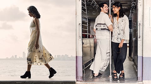 Images of models wearing designs from goa label Asaii's handpainted collection inspired by Bombay as a city
