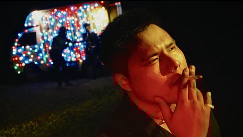 A still from the music video for 'Status'  