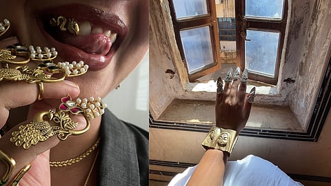 From grillz and serpent-shaped waist chains to chokers and unconventional body jewellery, founder Richa Chandak works with Jaipur-based karigars to reinterpret familiar forms through a playful, sensual and modern lens.