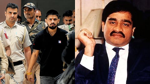 L: Policemen escort Lawrence Bishnoi at a court, in New Delhi, India April 18, 2023. R: Dawood Ibrahim