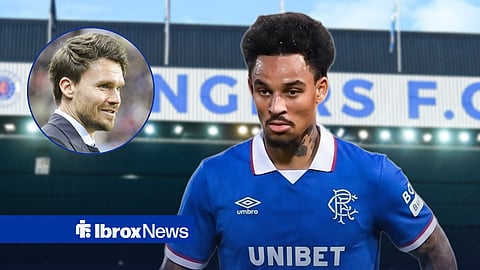 Bryan Reynolds in a Rangers shirt, Danny Rohl looking happy in inset.