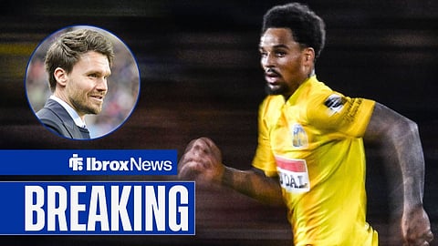 Westerlo's Bryan Reynolds pictured in action during a soccer match between KVC Westerlo and Royals Antwerp FC and Danny Rohl of Rangers during the UEFA Europa League match at Ibrox Stadium