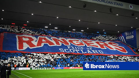 Rangers fans inside Ibrox unfurling a giant tifo