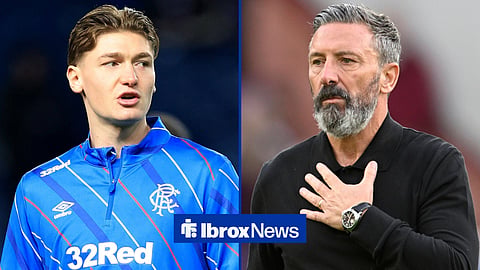 Ryan Naderi warming up for Rangers alongside new Rangers head coach Derek McInnes in charge of Hearts
