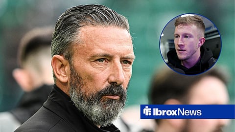 Derek McInnes looks on with Ross McCrorie in a circular frame inset