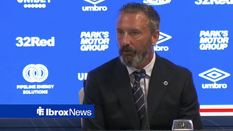 Derek McInnes speaking in a Rangers press conference