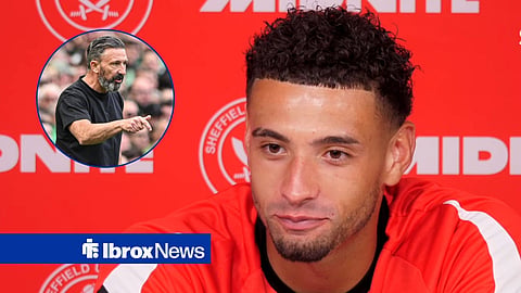 Ben Godfrey at Sheffield United with Derek McInnes in circular inset