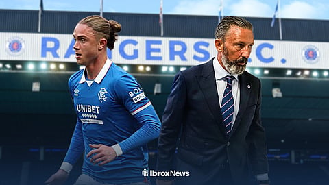 Thelo Aasgaard and Derek McInnes ahead of Ibrox
