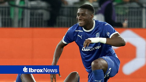 Sankhoun Diawara smiling in celebration at FC Troyes