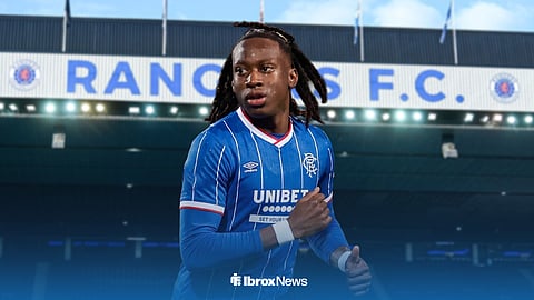 Ryan Fosso in a Rangers kit at Ibrox