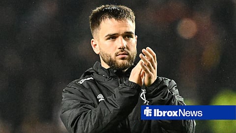Nicolas Raskin applauding Rangers fans at the end of a game