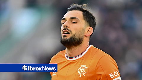 Nedim Bajrami running during a game for Rangers in the 2025-26 season