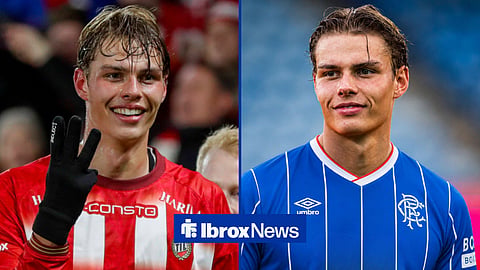 Jens Hjerto-Dahl in a Tromso shirt and Jens Hjerto-Dahl in a Rangers shirt