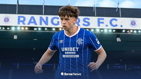 Mikey Moore in the new Rangers home shirt