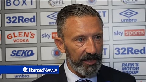 Rangers boss Derek McInnes speaking in a post-match interview