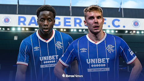 Djeidi Gassama and Oliver Antman lined up alongside each other ahead of Ibrox Stadium.