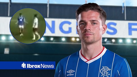 Rangers midfielder Cammy Devlin and a screenshot of him playing against West Ham