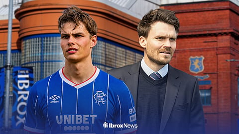 Jens Hjerto-Dahl side by side with Danny Rohl outside of Ibrox Stadium.