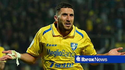 Fares Ghedjemis celebrating a goal for Frosinone