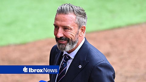Derek McInnes, manager of Rangers, pitch side at Tannadice for Rangers vs Dundee United in the Scottish Premiership, Friday 31 July, 2026.