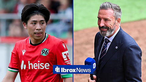 Daisuke Yokota in action for Hanover and Derek McInnes being interviewed at Rangers