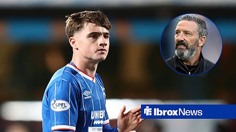 Rangers winger Findlay Curtis and Rangers manager Derek McInnes in a circular inset