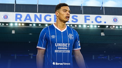 A picture of Kevin Kelsy in a Rangers shirt at Ibrox.