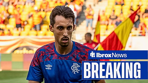 Bojan Miovski warming up ahead of a Rangers game