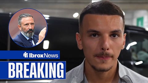 Badredine Bouanani speaking in an interview, with Derek McInnes in a circular frame inset