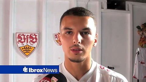 Badredine Bouanani giving an interview for VfB Stuttgart