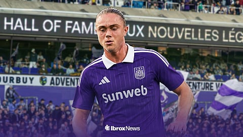 Thelo Aasgaard in Anderlecht kit ahead of their stadium