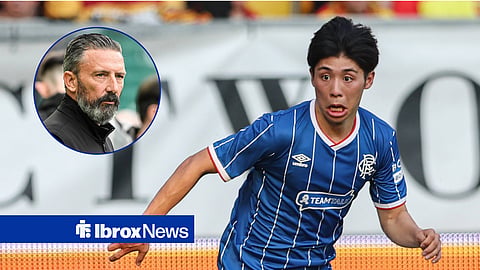 Rangers winger Daisuke Yokota and Rangers manager Derek McInnes