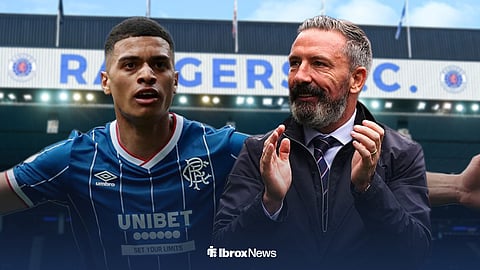 Rangers striker Kevin Kelsy and Rangers manager Derek McInnes
