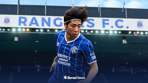 Daisuke Yokota playing for Rangers at Ibrox