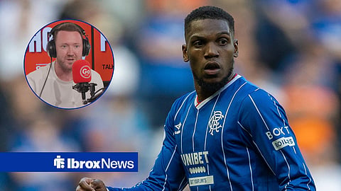 Rangers defender Dujon Sterling and former Celtic winger Aiden McGeady in a circular inset.