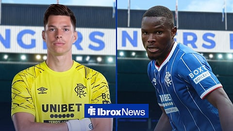 Ivor Pandur and Olwethu Makhanya, both in action for Rangers ahead of Ibrox.