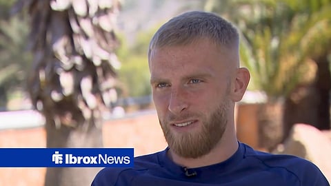 Scotland striker Oli McBurnie giving an interview