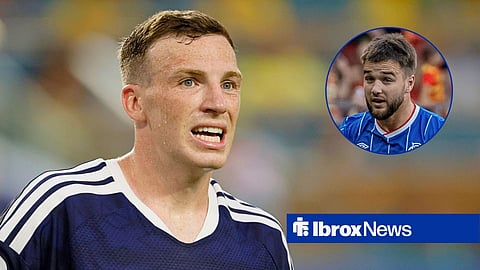 Main image of Lewis Ferguson and Rangers midfielder Nicolas Raskin's face in a circular inset on the right