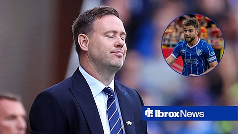 Michael Beale at Rangers and Nico Raskin in circular inset playing for Rangers